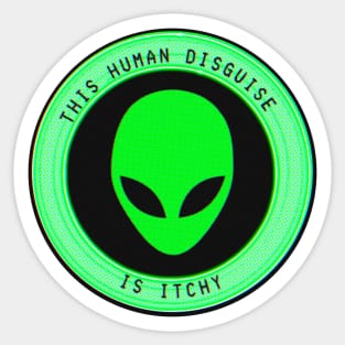 Green Alien In Disguise Sticker